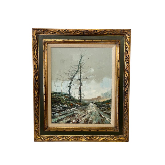 Vintage Impressionist Landscape Likely OilPainting With Ornate Frame For Sale - Image 4 of 9