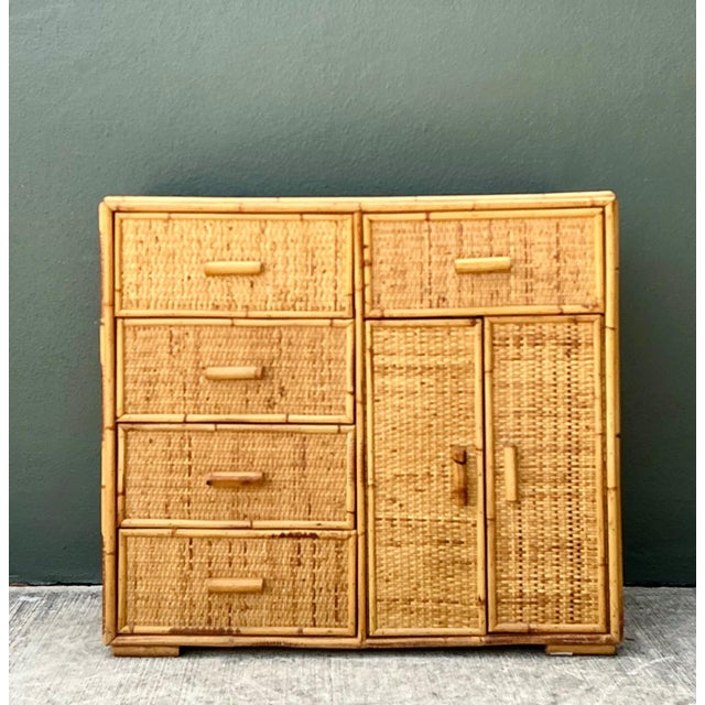 Vintage Woven Rattan and Wood Sideboard For Sale - Image 4 of 17