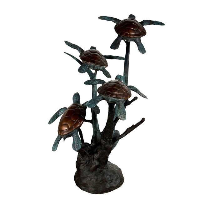 Bronze Four Sea Turtles, Large Bronze Sculpture – 62” H For Sale - Image 8 of 8