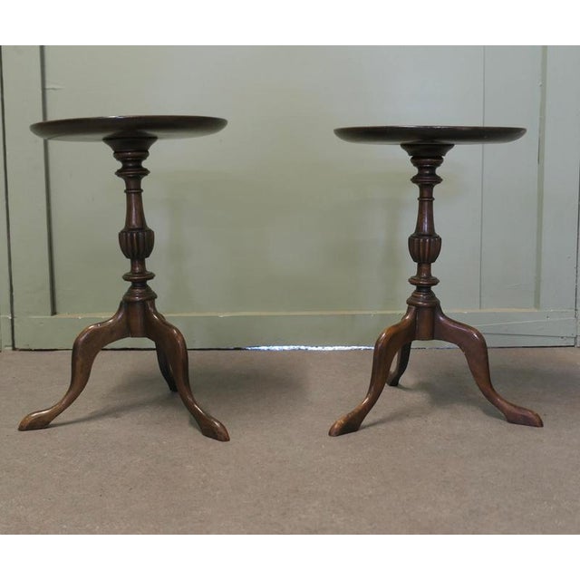 1900 - 1909 Tripod Wine Tables with Decorative Inlays, 1900, Set of 2 For Sale - Image 5 of 7