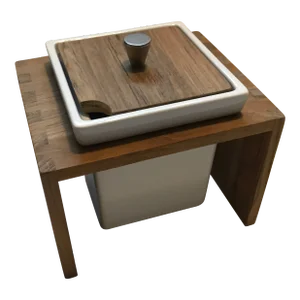 Late 20th Century Teak Wood and Ceramic Condiment/Sugar Jar by Trip Trap, Denmark
