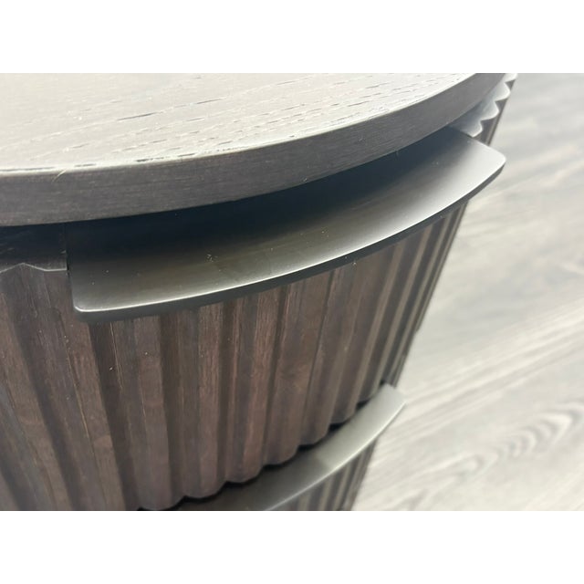 RH Byron Closed Bedside Table – 20" Black Oak | Vertical Reeded Oak | Condos Design Open Box | Beautiful Condition |...