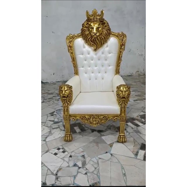 Dimensions * Width: 37.4 * Depth: 27.6 * Height: 74.8 A truly commanding masterpiece, this monumental Lion Throne Chair...