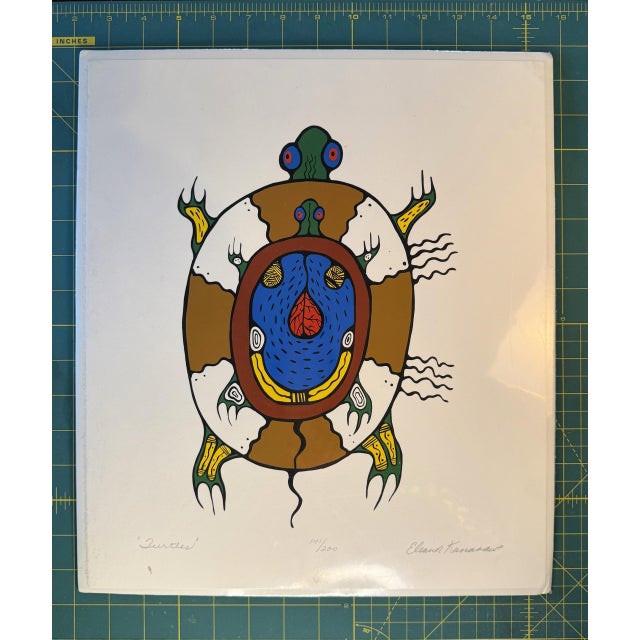 Native American "Turtle" - 1970s Eleanor Kanasawe Signed Art Print For Sale - Image 3 of 4