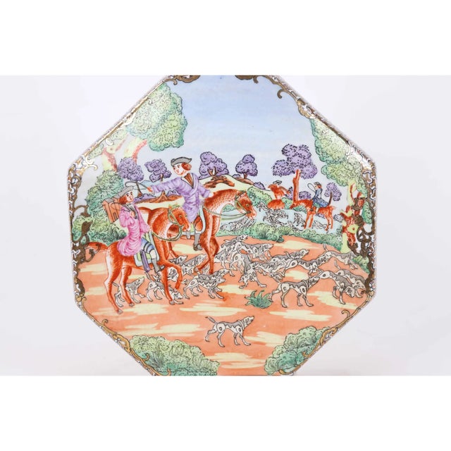 20th Century Chinese Style Hunt Scene Porcelain Octagonal Vase For Sale - Image 9 of 11