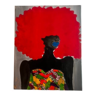 2026 "Electric Crown" Original Acrylic & Mixed Media on Canvas by RacquelJ For Sale