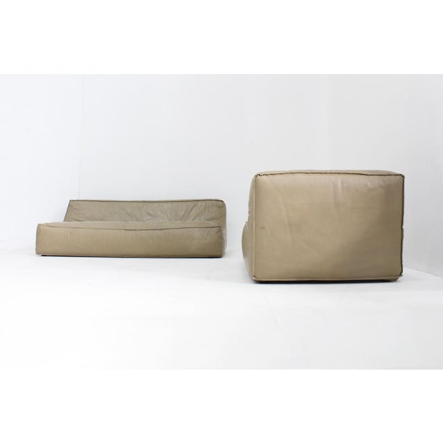 Vintage Modular Green Leather Sofa by Verzelloni, Italy, 1990s, Set of 2 For Sale - Image 9 of 15