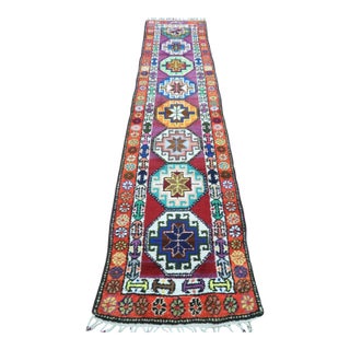 1960s Vintage Turkish Handknotted Runner Rug - 31"x128" For Sale