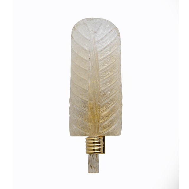 Pair of murano graniglia blown glass wall lights in the barovier & toso style, italy, 2000s. The wall lights have brass...