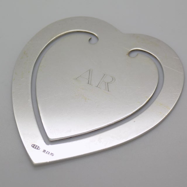 Vintage Italian Handmade Silver Heart-Shaped Bookmark Engraved with Ar, Padova, 1980s For Sale - Image 14 of 14