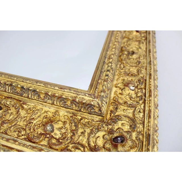 Wood Italian Mirror with Gilt Wood Frame, 1940s For Sale - Image 7 of 10