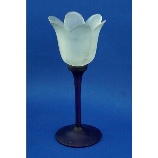 Tulip-Shaped Blue and White Murano Opaline Glass Vase by Alfedo Barbini, Italy, 1950s For Sale - Image 4 of 18