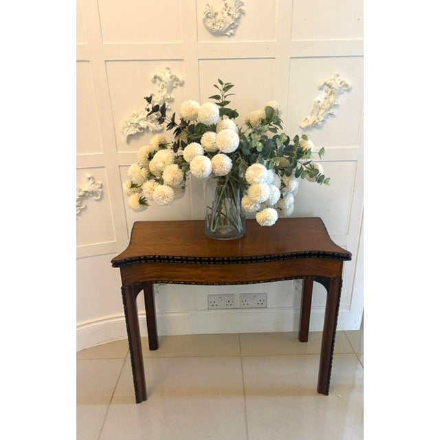 Antique Georgian Chippendale Mahogany Serpentine Console Card Table, 1770s For Sale - Image 3 of 12
