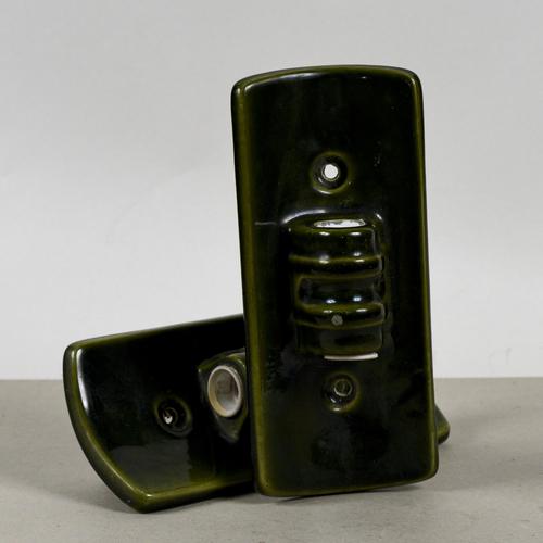 Art Deco Wall Lamps in Green Glazed Ceramic, Set of 2 For Sale - Image 4 of 9