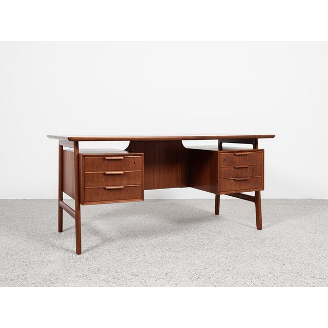 Midcentury Danish Desk Known Model 75 in Teak attributed to Omann Jun 1960s For Sale - Image 13 of 13