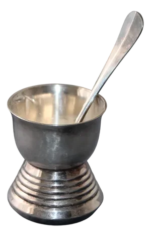 Silver-Plated Egg Cup and Spoon from St. Medard, France, 1970s, Set of 2