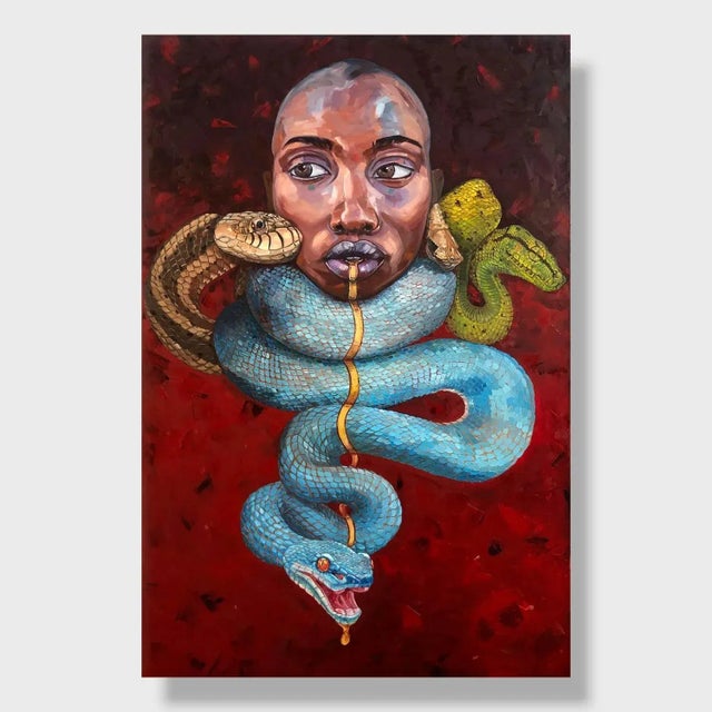 This is a one of a kind original surrealist oil painting by San Diego artist, Charlene Mosley. Its dimensions are 40"x60"....