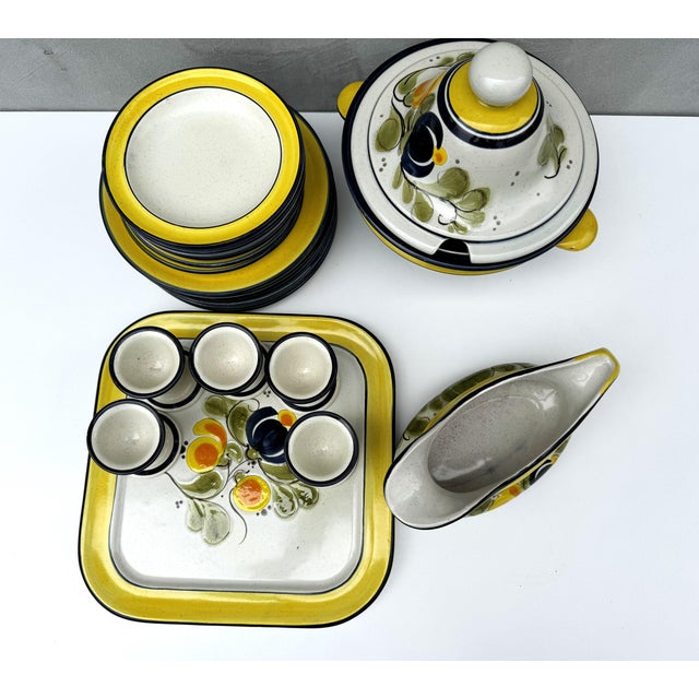 Vintage Farmhouse Aragon German Pottery Ceramic Dinner Service , 1980s, Set of 21 For Sale - Image 4 of 12