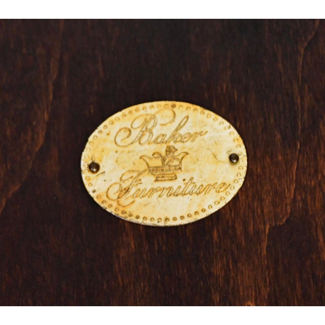 1940s Baker Regency Mahogany Leather Top Coffee Table With Extra Extending Leaf For Sale - Image 10 of 10