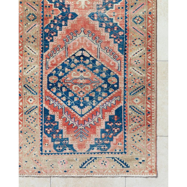 Antique Persian Heriz runner rug c1920 Dimensions: 3'1 x 13'10" Colors: Light Wood, Clay, Nickel, Natural, Tan, Sage,...