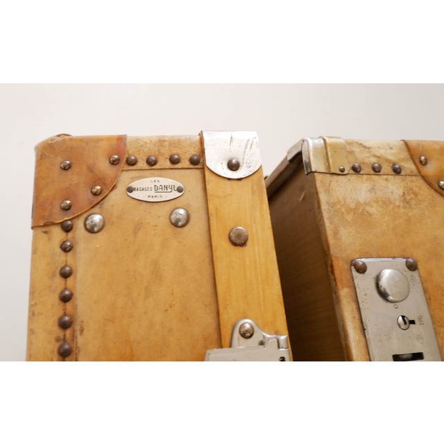 Wood Leather Travel Trunk, France, 1930s For Sale - Image 7 of 10