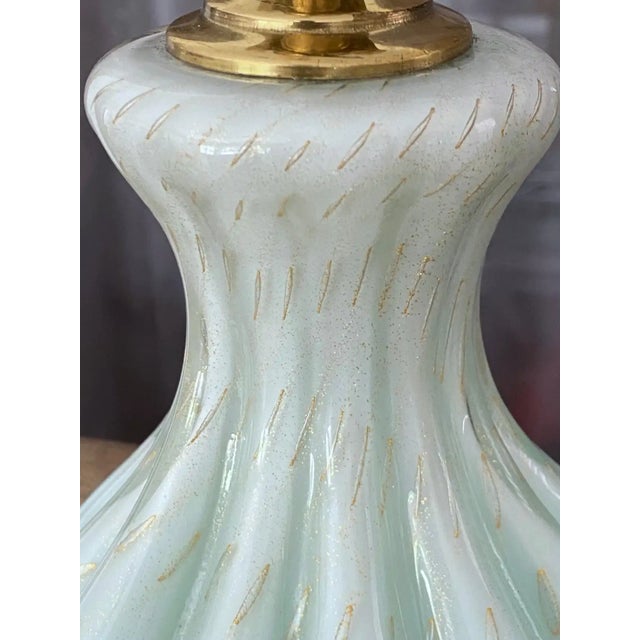 Metal 1950s Barbini Murano Seafoam Green Glass Table Lamp For Sale - Image 7 of 12
