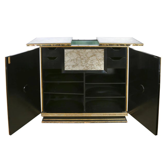 Mid 20th Century Art Deco Style Antiqued Mirror Bar Cabinet For Sale - Image 5 of 5