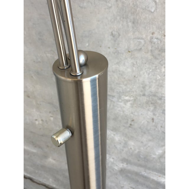 1970s Chrome Arc Design Lamp With Three Lights in Spherical lamp shades For Sale - Image 4 of 13