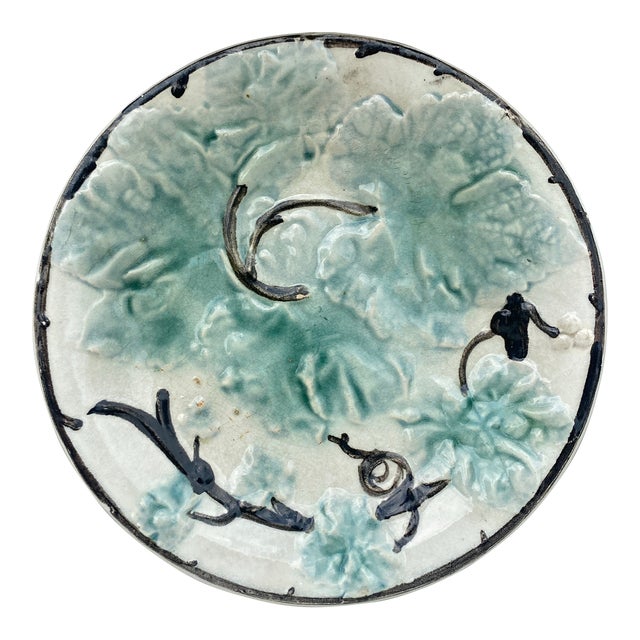 French Majolica Leaves Plate, Circa 1880 For Sale