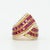 1980s Vintage 18k Yellow Gold Ruby and Diamond Cocktail Ring, Size 6.5 For Sale - Image 4 of 16
