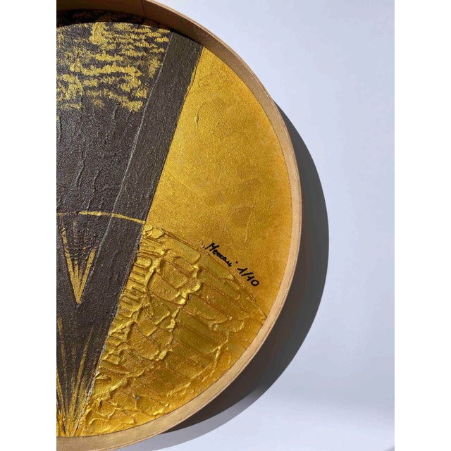 T6 wooden tray decorated by hand with mixed technique. Light walnut finish. Limited edition of 10 pieces all signed and...