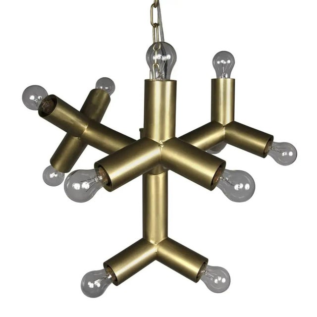 2020s NOIR Snow Flake Chandelier, Metal with Brass Finish For Sale - Image 5 of 6