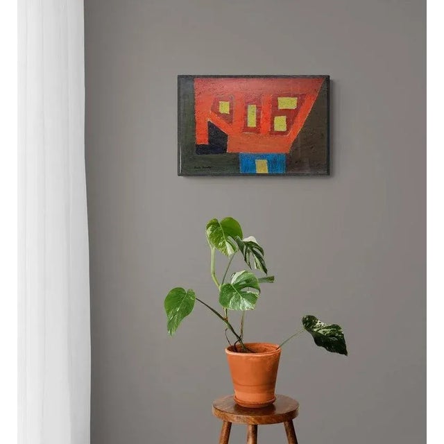 1960s 1960s Textured Oil Paint Abstract Nyc Artist Yellow Blue Orange For Sale - Image 5 of 5