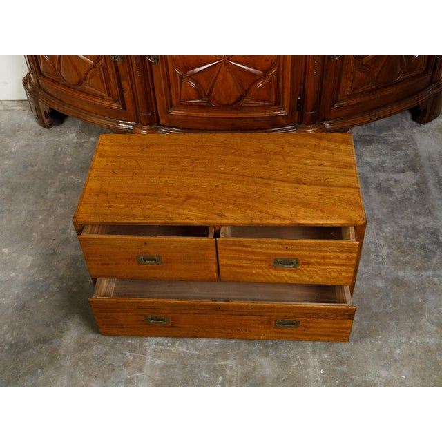English Campaign 19th Century Camphor Wood Low Chest with Inset Brass Hardware For Sale In Atlanta - Image 6 of 12