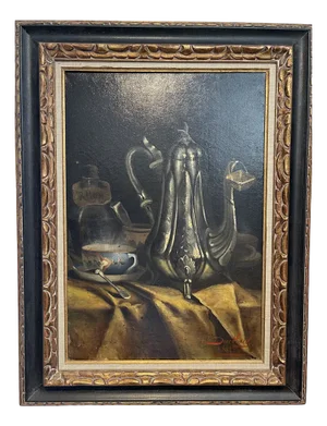 Henry Ducloux, Tea Time, 1882, Oil on Canvas, Framed