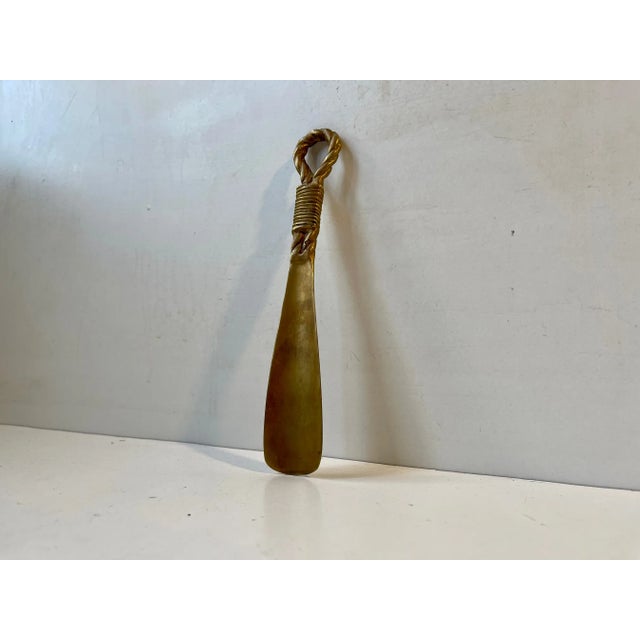 Art Deco Brass Shoe Horn with Draped Details, 1930s For Sale - Image 3 of 6