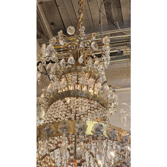 Mid 20th Century Continental Metal Rock Crystal Chandelier For Sale - Image 4 of 6