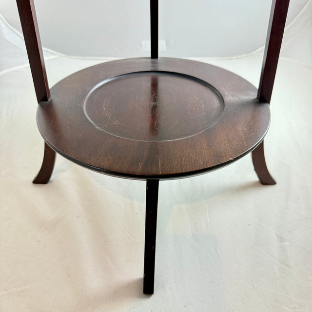 19th Century American Mahogany Three -Tier Side Table Muffin Stand, Makers Label For Sale - Image 10 of 12