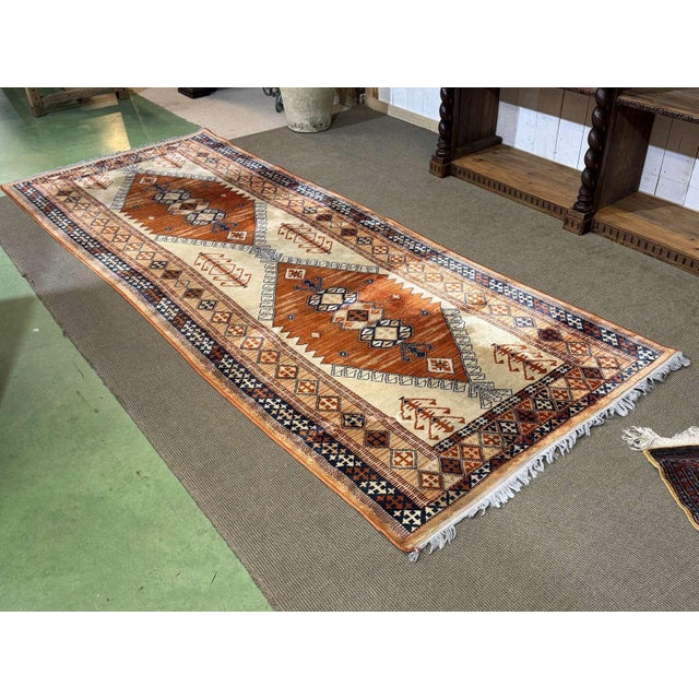 Brown and Beige Handmade Wool Rug For Sale - Image 5 of 15