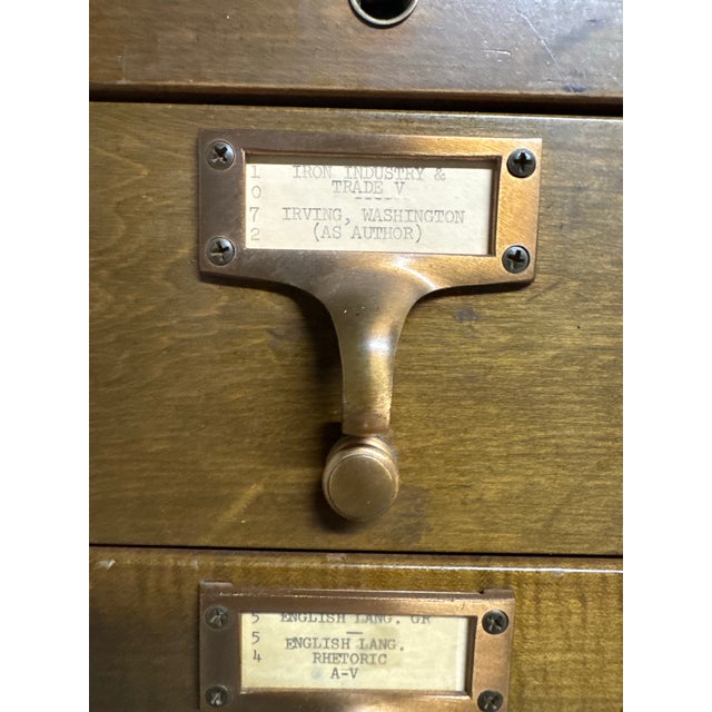 Vintage Gaylord Bros. 60-Drawer Library Card Catalog Cabinet With 3 Pull-Out Shelves For Sale - Image 4 of 12