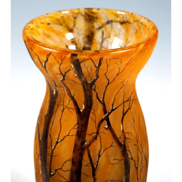 Early 20th Century Art Nouveau Cameo Vase with Winter Landscape from Daum Nancy, France, 1900 For Sale - Image 5 of 9