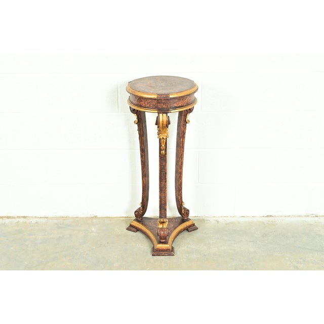 An exceptional Italian Neoclassical or Empire style pedestal plant stand By Ugo Bianchi Italy, Circa 1960s Carved wood in...