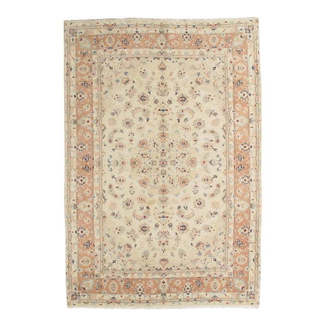 Vintage Hand-Knotted Persian Tabriz Rug 6'7" X 9'8" For Sale