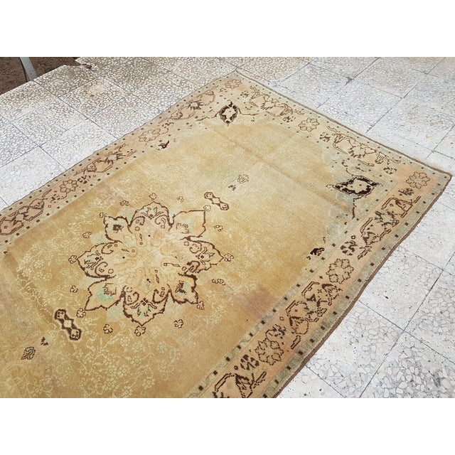Brass Faded Turkish Karapinar Rug 52'' X 86'' For Sale - Image 8 of 12