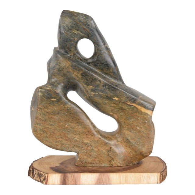Late 20th Century Abstract Serpentine Stone Sculpture by G. Krueger For Sale