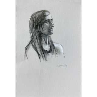 Original Life Drawing, Portrait of a Native American Woman For Sale