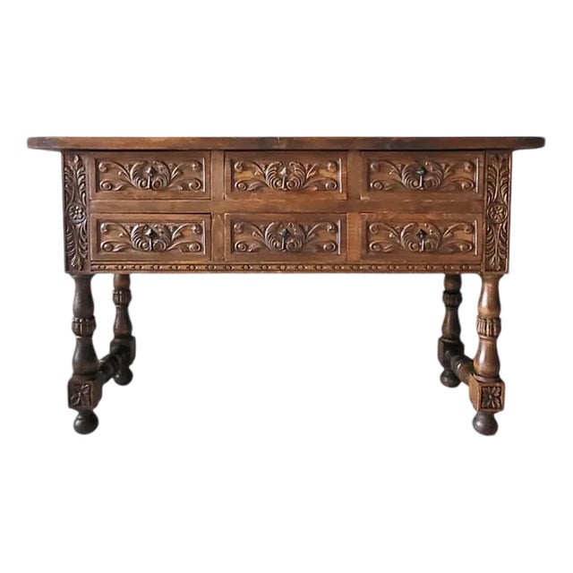 Spanish Hand Carved Console Table, 1920s For Sale