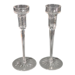 Vintage Rogaska Crystal Pair of Candlesticks, Signed