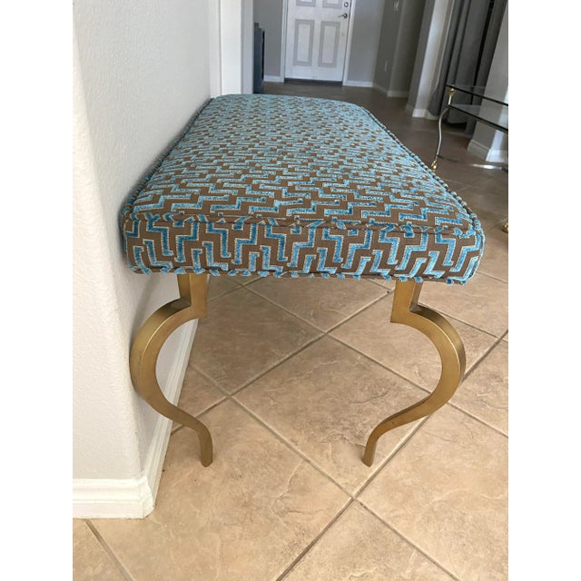 Italian Mid-Century Modernist Cabriole Leg Brass Bench For Sale - Image 12 of 12