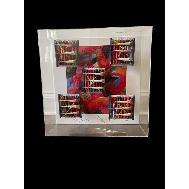 Textile Akiko Sugiyama Original Mixed Media, Framed For Sale - Image 7 of 10